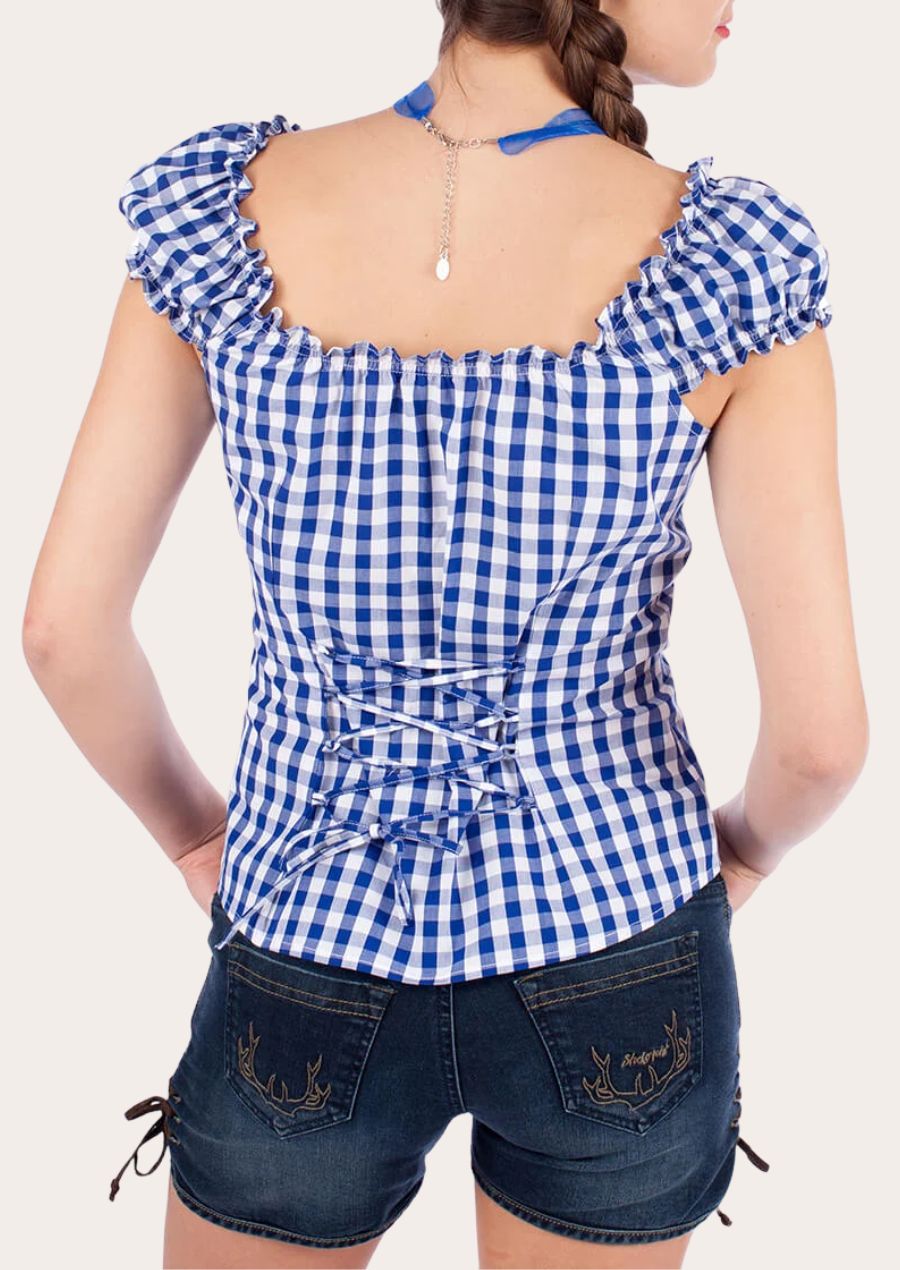 Romantic Trachten Blouse with Puff Sleeves and Detail