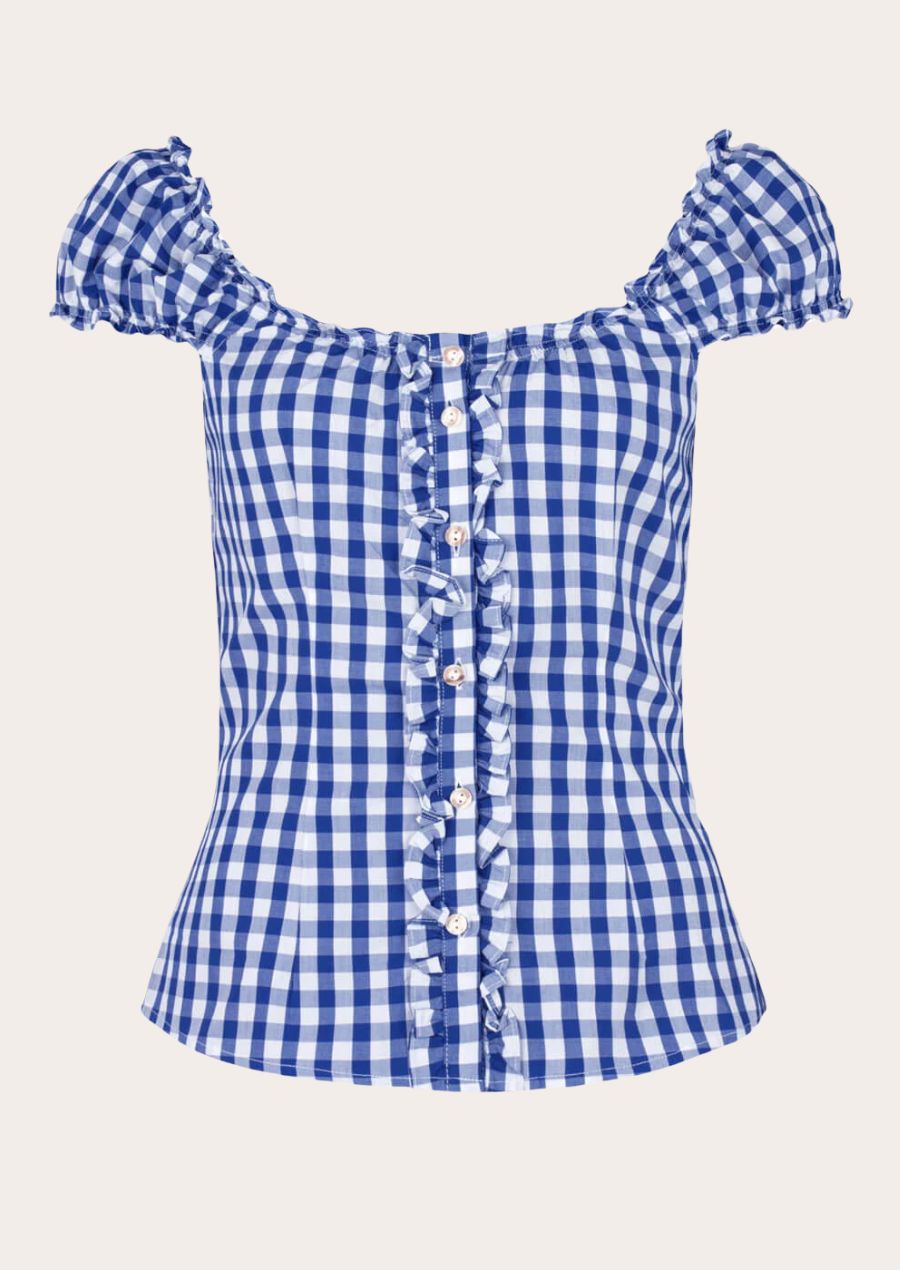 Romantic Trachten Blouse with Puff Sleeves and Detail