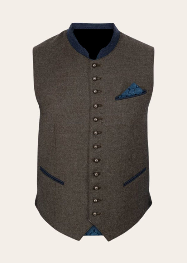 Alpine Nobleman Oktoberfest Trachten vest, crafted from premium wool with elegant embroidery.