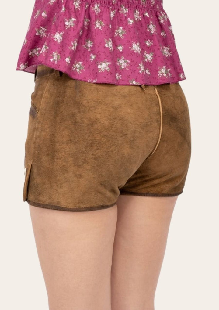 Authentic Bavarian Lederhosen shorts, a stylish and regal alternative to the traditional Dirndl.
