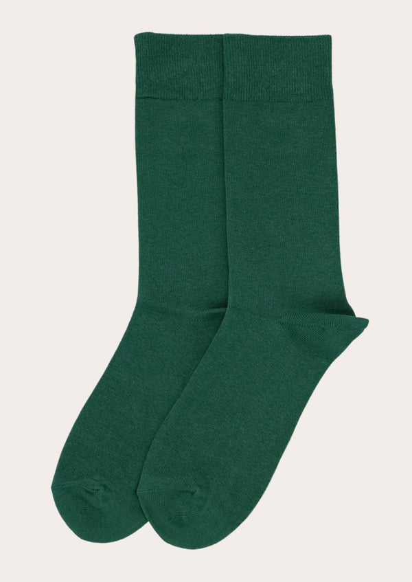 A pair of green Authentic Bavarian Lederhosen Socks for Men, designed with a ribbed texture and knee-high in length.