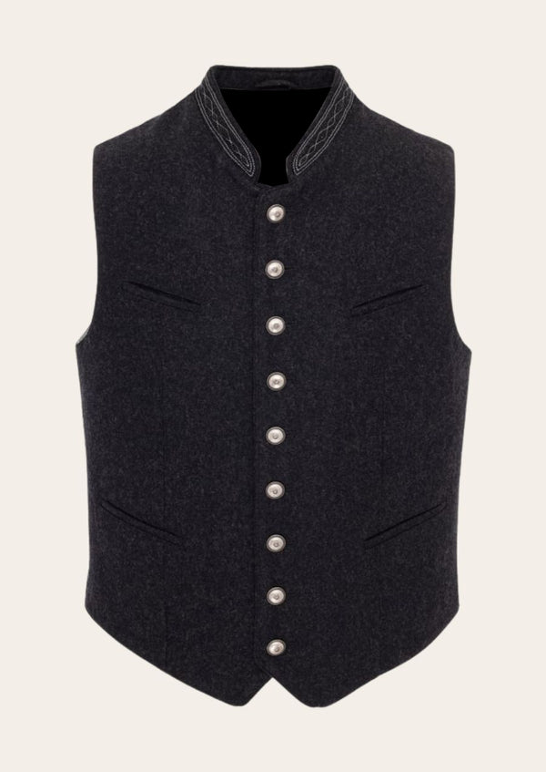 Authentic Bavarian Trachten vest for Oktoberfest, featuring intricate embroidery and traditional German craftsmanship.