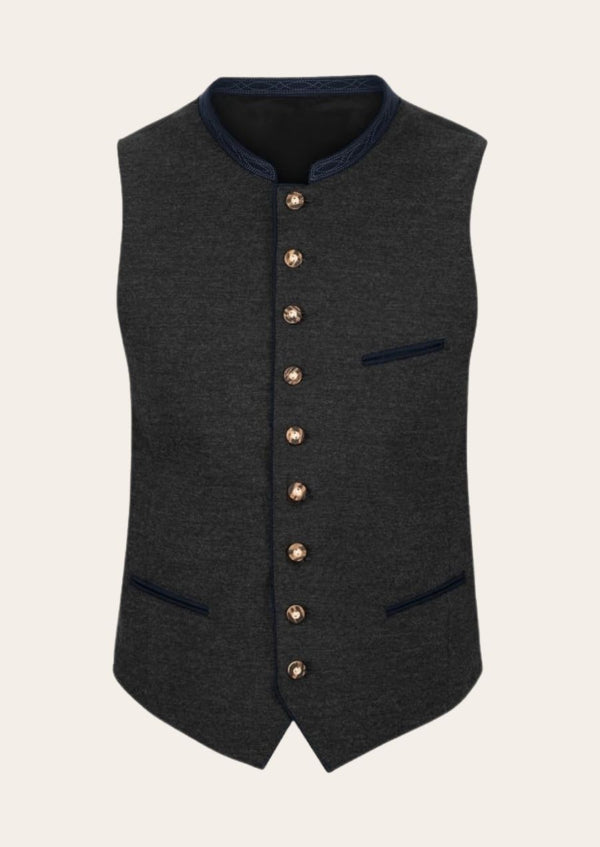 Bavarian Aristocrat stag embroidered vest, crafted from premium wool with intricate detailing.                       
