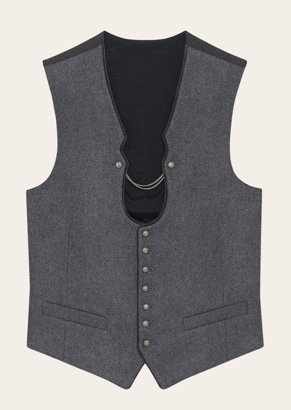 Bavarian gentleman’s Oktoberfest vest, crafted from premium fabric with intricate embroidery.