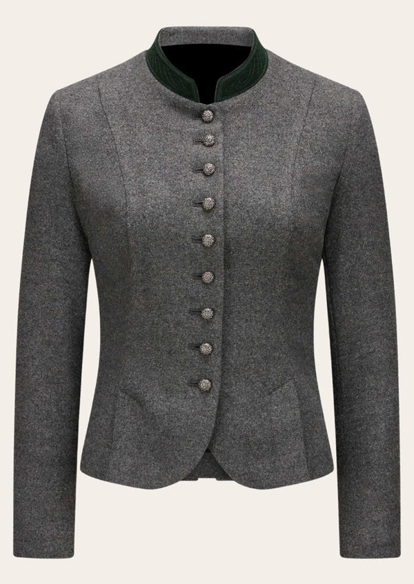 Elegant Bavarian Heritage Wool Trachten Jacket with intricate embroidery and a tailored fit.