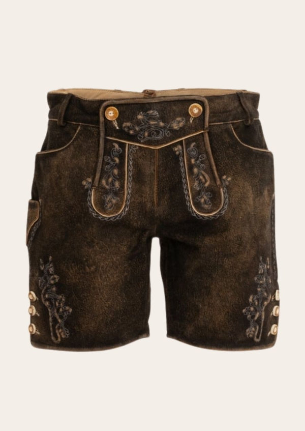 German Luxe Lederhosen for women, crafted from premium leather with exquisite Bavarian embroidery, perfect for Oktoberfest.