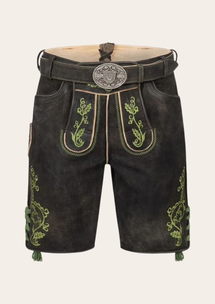 Traditional Bavarian lederhosen for Oktoberfest, handcrafted from genuine leather.