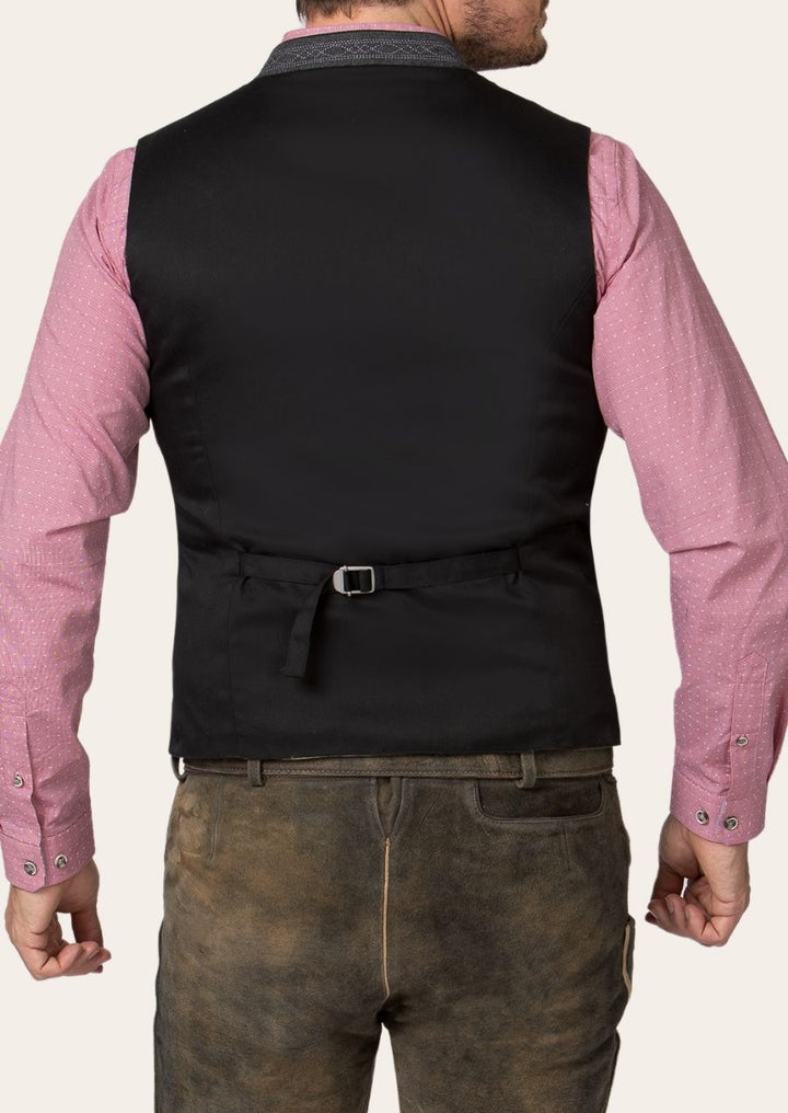 Men’s Oktoberfest wool waistcoat, perfect for pairing with Lederhosen for a heritage-inspired look.