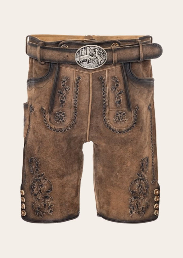 Mountain Spirit lederhosen crafted from genuine leather, inspired by Alpine heritage and tradition.