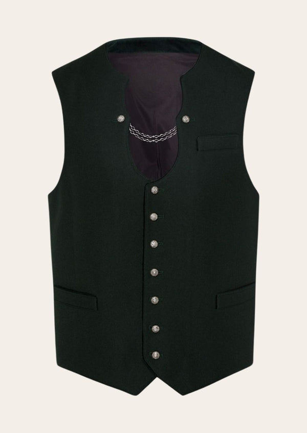 Oktoberfest classic Leder Trachten vest, crafted from premium leather with traditional Bavarian embroidery.