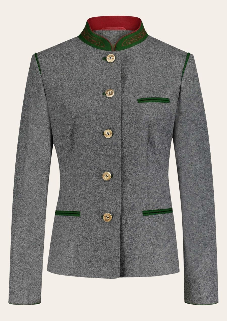 Timeless Alpine Women’s Wool Festival Coat with intricate embroidery and a classic fit.