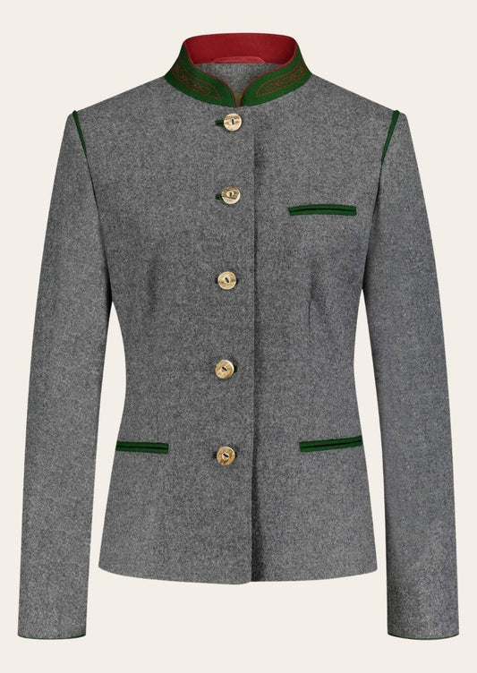 Timeless Alpine Women’s Wool Festival Coat with intricate embroidery and a classic fit.
