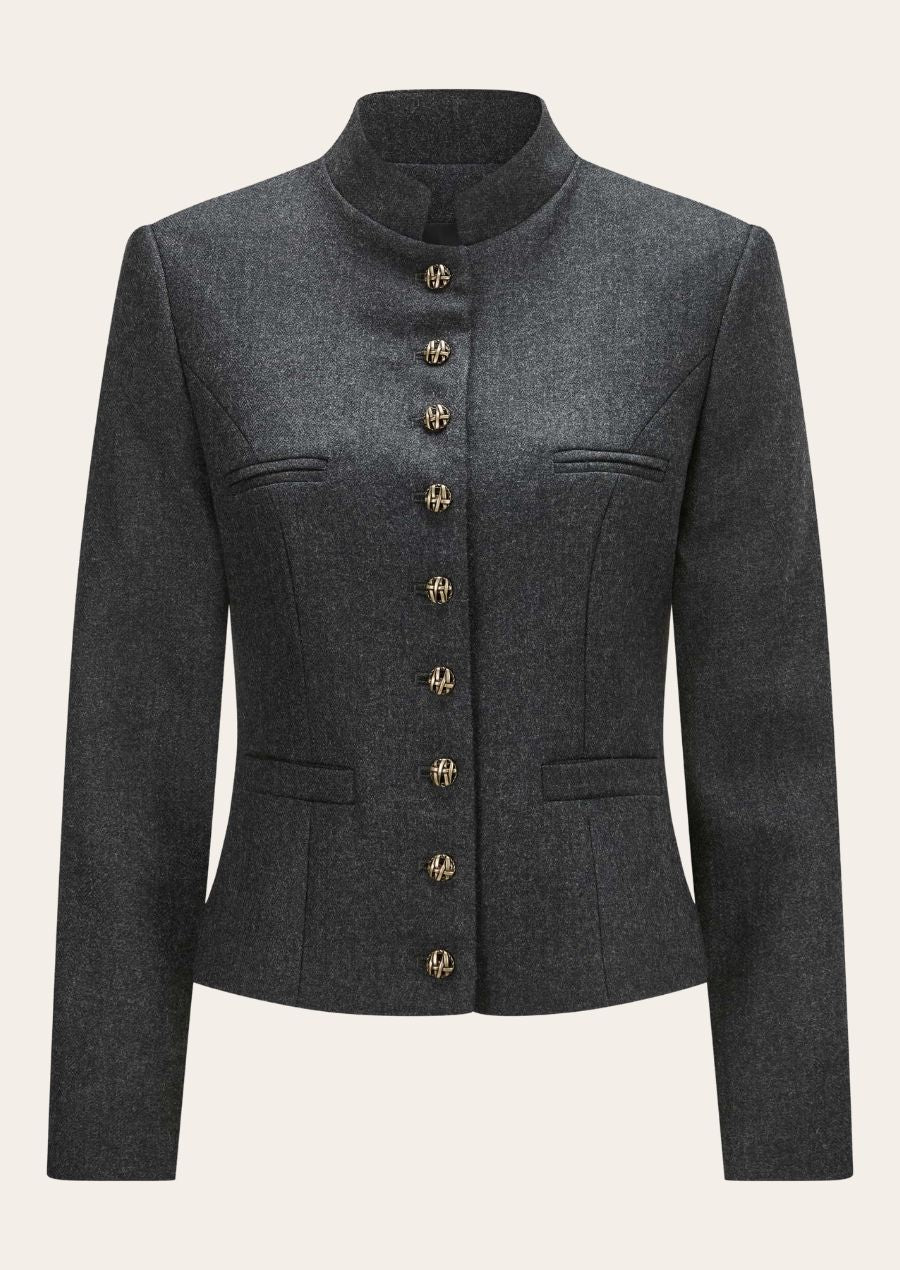 Timeless Alpine Wool Blazer with Bavarian embroidery and a sophisticated fit.