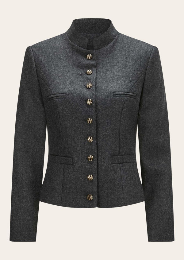 Timeless Alpine Wool Blazer with Bavarian embroidery and a sophisticated fit.