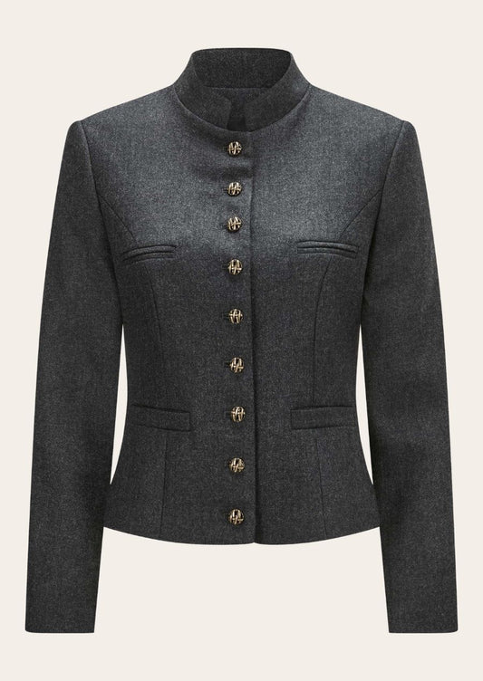 Timeless Alpine Wool Blazer with Bavarian embroidery and a sophisticated fit.