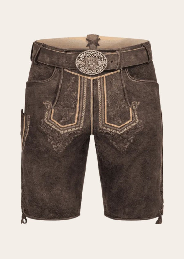 Timeless Bavarian lederhosen crafted from genuine leather, showcasing traditional German craftsmanship.