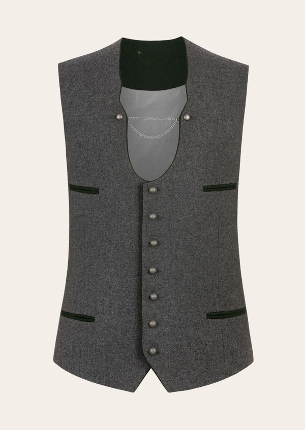 Timeless German classic Trachten waistcoat, crafted from premium fabric with intricate Bavarian embroidery.