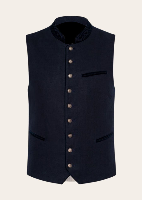 Timeless Oktoberfest nobleman’s waistcoat, crafted with luxurious materials and traditional Bavarian embroidery.