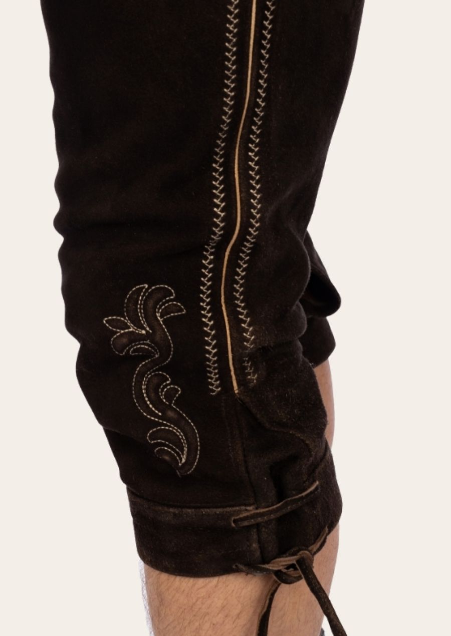 Handcrafted vintage-style Bundhosen, blending rustic charm with durable Alpine craftsmanship.
