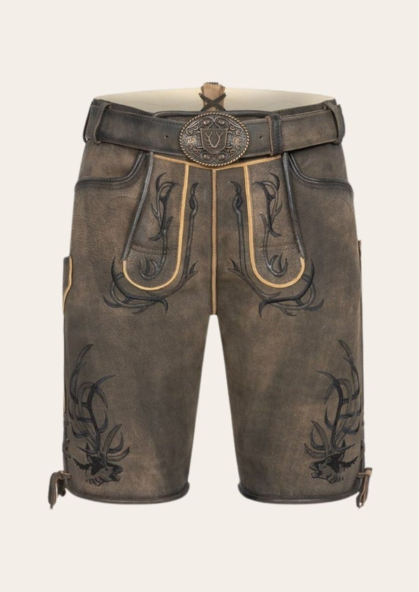 Vintage Bavarian lederhosen crafted from premium leather, showcasing authentic German craftsmanship.