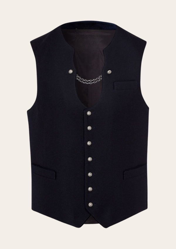 Vintage Oktoberfest Alpine men’s vest, crafted from premium wool with traditional Bavarian embroidery.