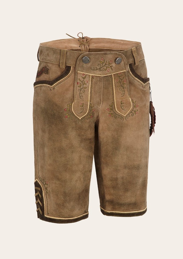 Wiesn Star Lederhosen for women, crafted from premium leather, perfect for Oktoberfest and festive celebrations.